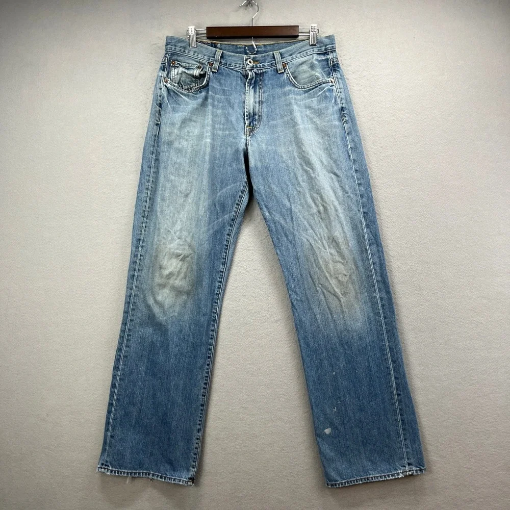 Lucky Brand 181 Jeans Men 33 Blue Denim Faded Distressed Straight Vintage Y2K‎